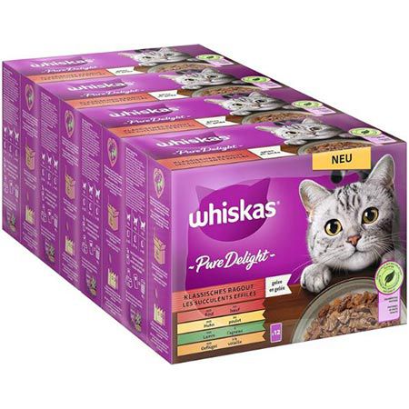 4 x 12er Pack Whiskas 1+ Katzenfutter Pure Delight in Gelee ab 17,24€ (statt 20€)