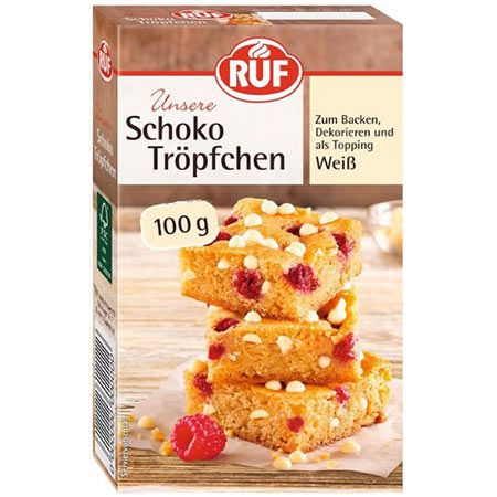 RUF Weiße backfeste Schokoladen Tröpfchen, 100g für 1,99€ (statt 3€)