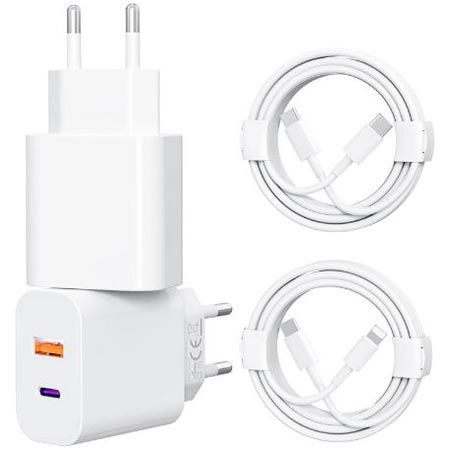 2er Set Vinffs USB-C Ladegerät + Lightning & USB-C Kabel für 9,99€ (statt 20€)