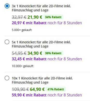 📽️ TOP! 10 Cinemaxx Kinogutscheine inkl. Zuschlag & Loge für 59,90€