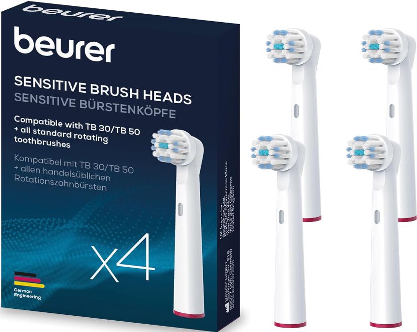 🦷 4er Pack Beurer TB 30/50 Aufsteckbürsten Sensitiv (Jahresvorrat)   für Oral B für 5,99€ (statt 11€)