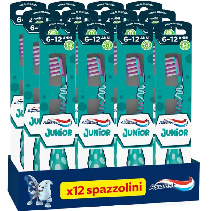 12er Pack Aquafresh Junior, Zahnbürste für Kinder von 6 12 Jahren für 10,66€ (statt 20€)