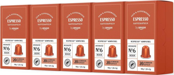 100 by Amazon Espresso Nespresso kompatible Kaffeekapseln ab 13,82€ (statt 18€)