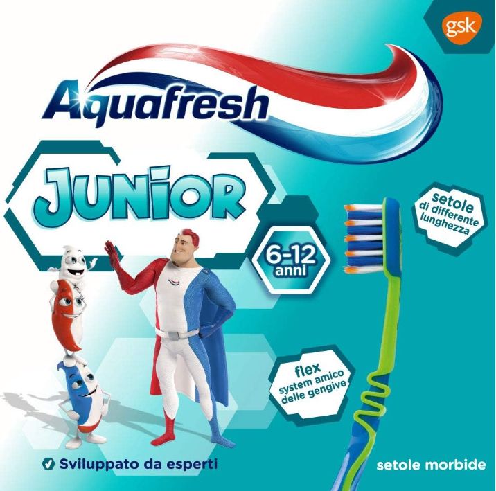 12er Pack Aquafresh Junior, Zahnbürste für Kinder von 6 12 Jahren für 10,66€ (statt 20€)