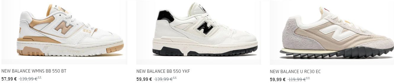 afew Shop: 25% Extra Rabatt auf New Balance Sneaker   z.B. NB BB 550 VTG für 108€ (statt 150€)