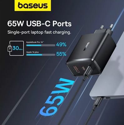 Baseus Small Cube Pro GaN USB C Schnellladegerät mit 65W für 19,43€ (statt 27€)