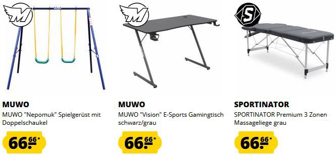 🔥 SportSpar: Alles für 66,66€ + 5€ Gutschein   z.B. Muwo Gaming Stuhl ab 61,66€ (statt 100€)