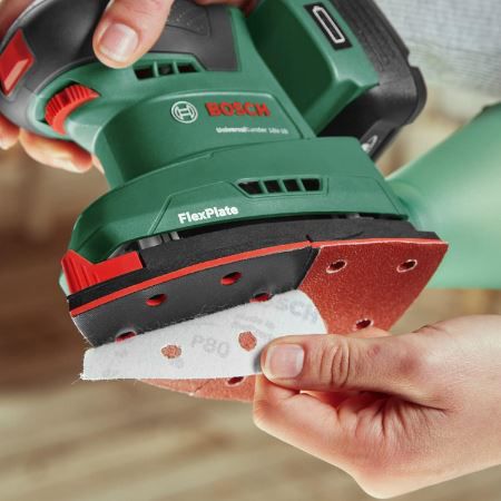 Bosch UniversalSander 18V 10 Akku Schleifer inkl. 32x Schleifpapier für 70,39€ (statt 86€)