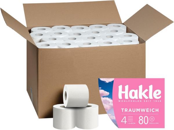 🧻 80 Rollen Hakle Traumweich Toilettenpapier, 4 lagig ab 26,97€ (statt 34€)