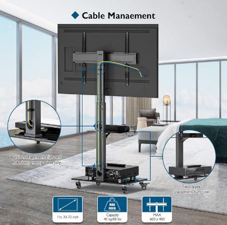 Bontec TV Ständer mit Rollen für 30 70 Zoll, bis 40kg für 43,67€ (statt 56€)