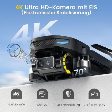 DEERC D65 EIS 4K Kamera Drohne mit 2 Achsen Gimbal für 159,99€ (statt 200€)