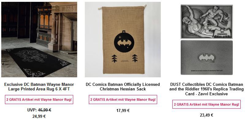 Zavvi: Batman Teppich, Weihnachtssack + Trading Card für 24,99€