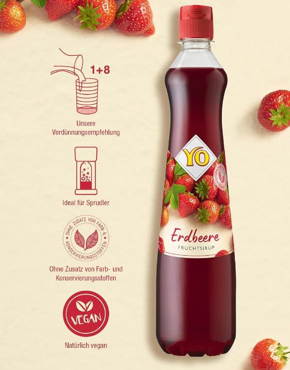 🍓 6x YO Sirup Erdbeere, je 700 ml ab 14,49€ (statt 23€)