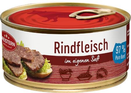 Dreistern 97% Pures Rindfleisch im eigenen Saft, 300g ab 2,84€ (statt 4€)