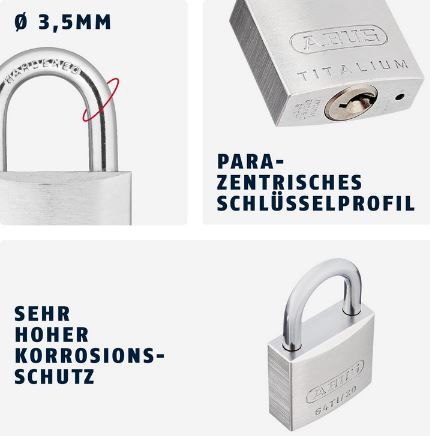 🔒 2er Pack ABUS Titalium 64TI/20 Vorhängeschloss für 4,70€ (statt 10€)