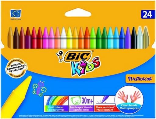 24er Pack BIC Kids Plastidecor Wachsmalkreiden für 4,22€ (statt 12€)