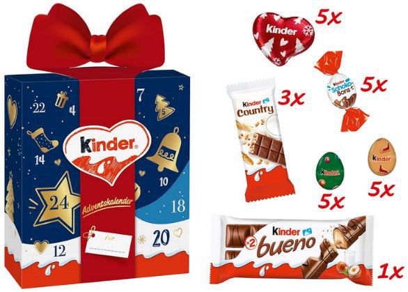 kinder Mix Geschenk Adventskalender 2024, 214g für 8€ (statt 15€)