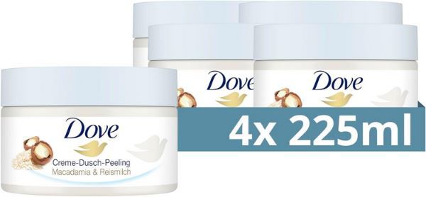 4er Pack Dove Creme Dusch Peeling Macadamia & Reismilch ab 14,15€ (statt 20€)