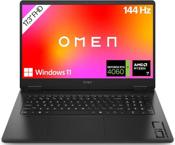 HP Omen 17,3 FHD Gaming Laptop mit Ryzen 7, RTX 4060 für 1.099€ (statt 1.353€)