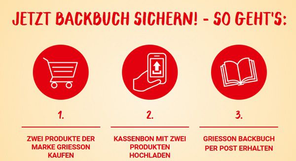 Mit Kauf von Griesson Produkten Backbuch gratis abfassen