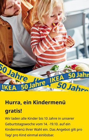 IKEA:  kostenloses Kindermenü   ab 14.10.   19.10.2024