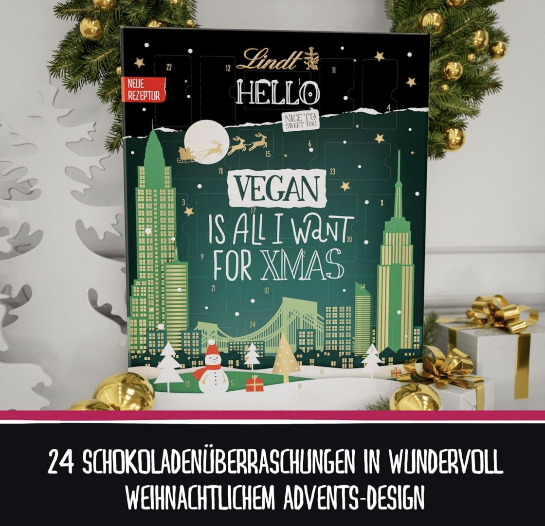 228g Lindt HELLO   Veganer Adventskalender für 22,99€ (statt 27€)