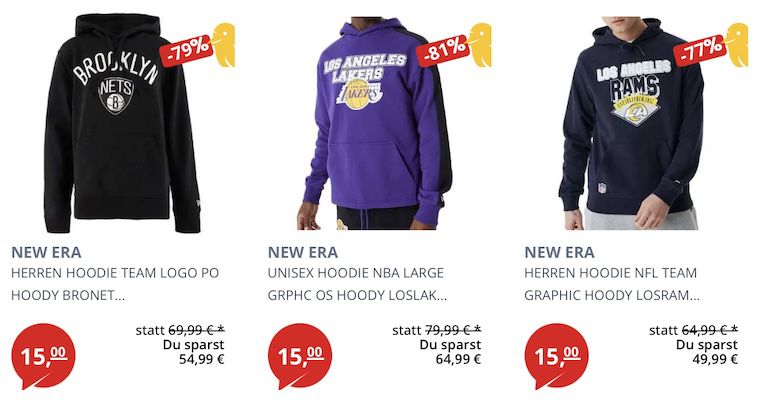 Picksport: New Era Hoodie Festpreis Sale mit je 15€ z.B. MLB Essentials Hoodie (statt 60€)