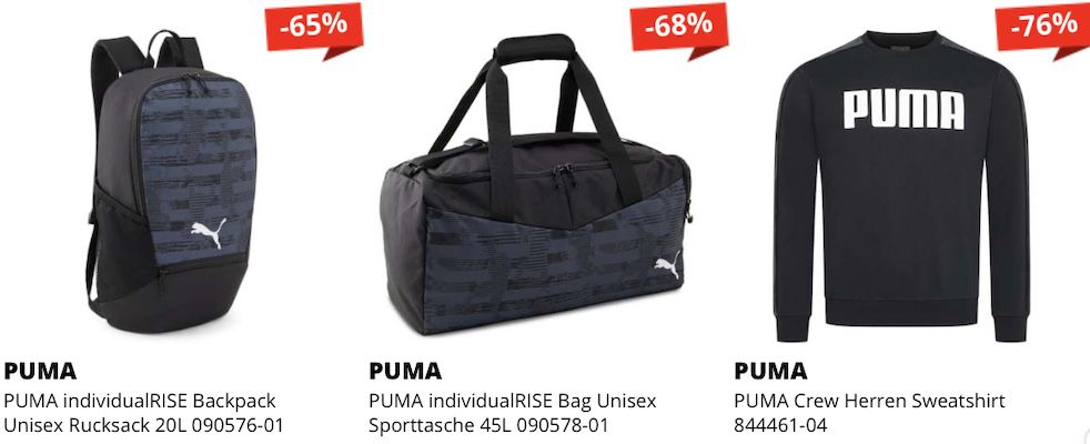 Sportspar: PUMA Sale mit bis  75% z.B. Rucksack mit 20L für 17€ (statt 22€)