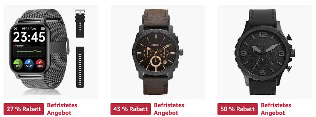 🔥Amazon Last Minute: Uhren und Schmuck stark reduziert z.B. BOSS Pilot Quarzuhr für 124€ (statt 200€)