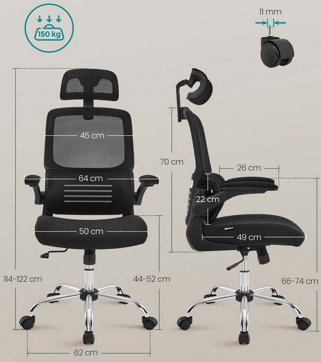 SONGMICS Bürostuhl mit Lendenwirbel  & Kopfstütze für 79,99€ (statt 120€)