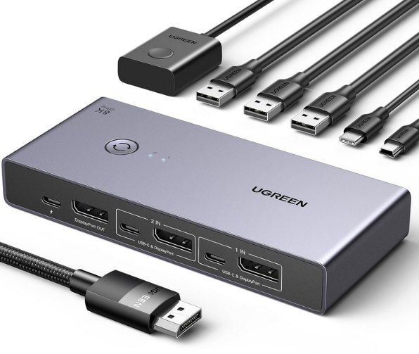 UGREEN 8K@60Hz KVM Switch mit USB C & Displayport für 59,99€ (statt 90€)