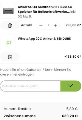 ⚡️ Anker Solarbank 2 E1600 AC (!) 1,6kWh Speicher + Smart Meter für 639€ (statt 799€)