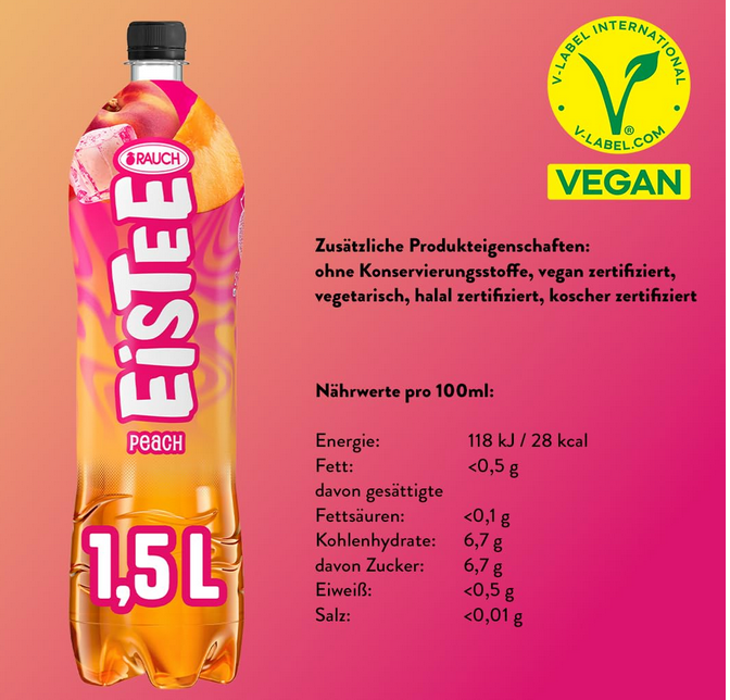 Rauch Eistee Peach 6x 1,5l ab 8,70€ (statt 16€)