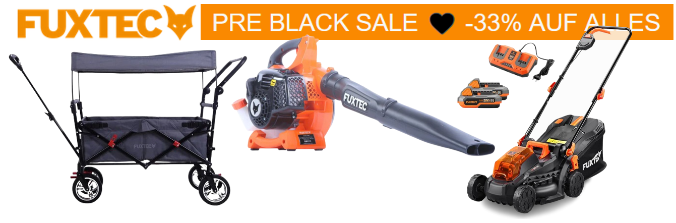 Fuxtec Black Week 33% Rabatt auf alles   z.B. FUXTEC 40V Akku Rasenmäher für 124,83€ (statt 149€)