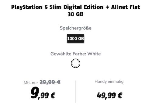 KNALLER ➡️ 🤯 Playstation 5 Digital Slim für 49,99€ + Vodafone 30GB für 9,99€ mtl. (eff. Gewinn von 133€)