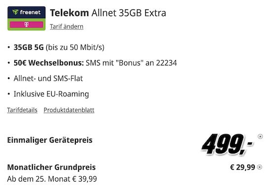 🍏📱 Apple iPhone 16 Pro für 499€ + Telekom Allnet 35GB für 29,99€ mtl. + 50€ Bonus