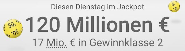 💰 Maximal Jackpot ➡️ 120 Mio. Jackpot: 2 Eurojackpot Felder für nur 1€   Neukunden