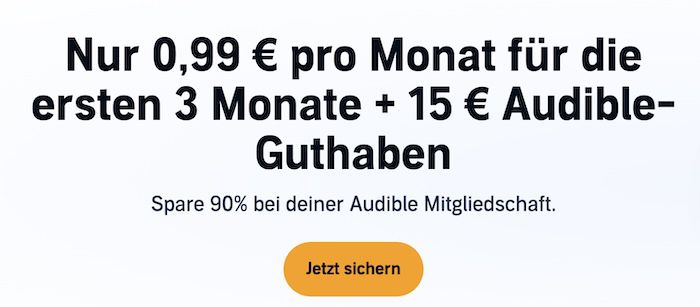 🚀 Black Friday KNALLER 🔥 3 Monate Audible für 2,97€ (statt 30€) + 15€ Guthaben GRATIS