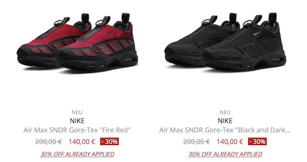 🔥👟 Solebox Black Week Sale + 30% Extra Rabatt   z.B. Nike Air Max SNDR Gore Tex 140€ (statt 199€)