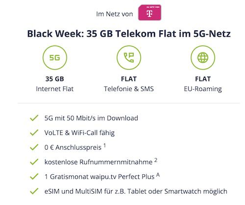 🔥 KNALLER 🧨 Telekom Allnet 35GB 5G nur 9,99€ mtl.