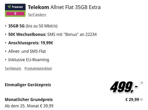 🍏📱 Apple iPhone 16 Pro für 499€ + Telekom Allnet 35GB für 29,99€ mtl. + 50€ Bonus