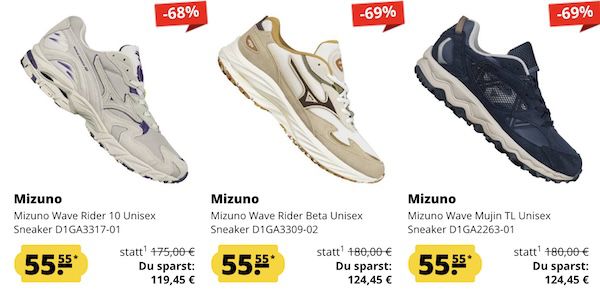 👟 SportSpar: Mizuno Sale bis  69% + 5€ Gutschein   Sneaker ab nur 55,55€