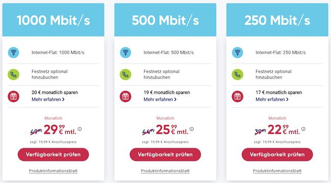 PYUR Internet Angebote dauerthaft mind.  40%   z.B. 1.000 Mbit/s für 29,99€ mtl.