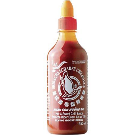 🌶️ Flying Goose Sriracha Chilisauce   scharf & süß, orange Kappe, 455ml ab 4,27€ (statt 6€)