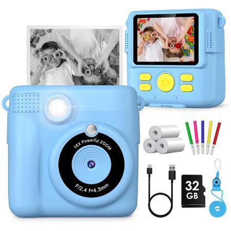 Gofunly Kinder-Sofortbildkamera mit 2,4″ Display + 32GB Karte für 27,99€ (statt 40€)