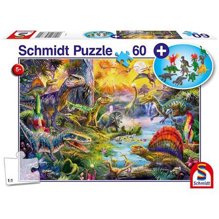 Schmidt Dinosaurier, 60 Teile Kinderpuzzle inkl. Dino Figuren für 8,49€ (statt 13€)