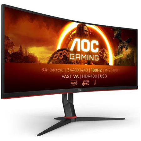 🖥️ AOC CU34G2XPD 34″ WQHD Curved Gaming Monitor, 180Hz für 269€ (statt 329€)