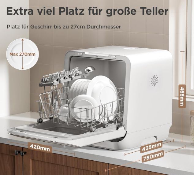 🍽️ Midea Tischgeschirrspüler für 3 Gedecke für 249,99€ (statt 330€)