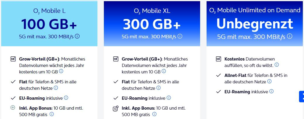 o2: 50% Rabatt auf Tarife   z.B. Allnet 100GB 5G für nur 19,99€ mtl.