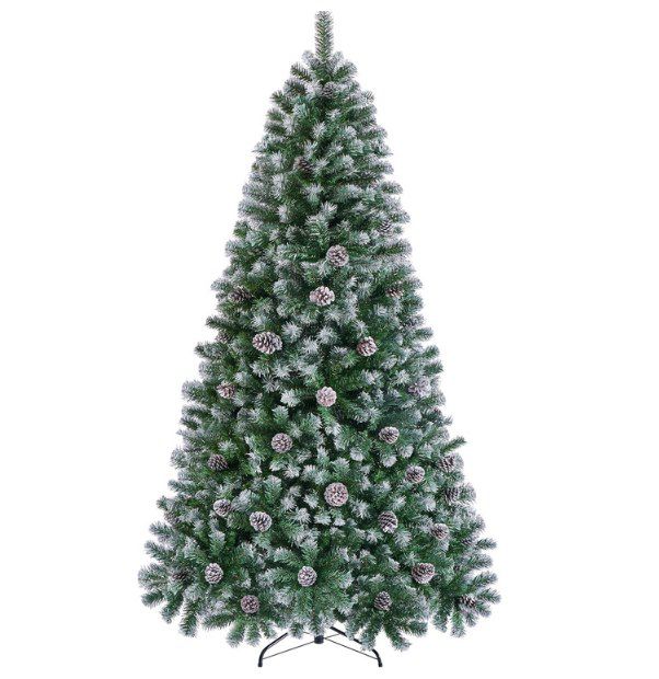 Künstlicher Weihnachtsbaum (183cm) mit Schnee & 64 Zapfen für 55,99€ (statt 80€)